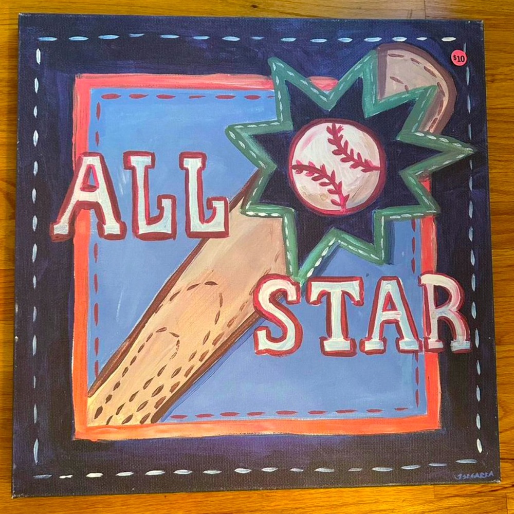 All-Star Baseball 21" x 21" Canvas Wall Art